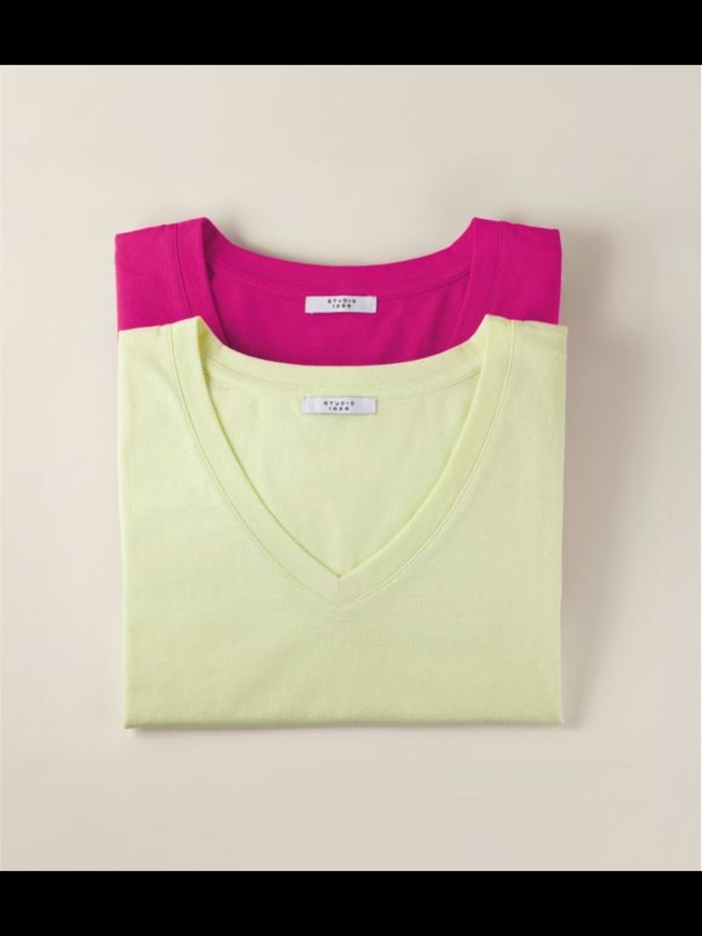 Women's V-Neck Tee 2-Pack in Hot Pink & Light Lime Brand New Medium Cotton
